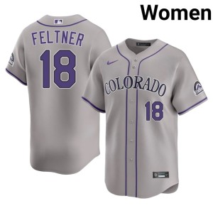The Rox Gray #18 Womens Ryan Feltner MLB Jerseys 313604-689