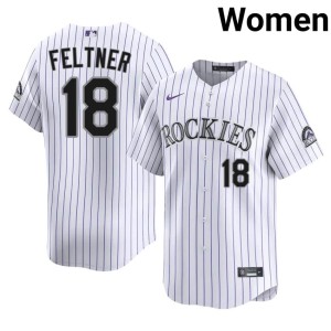 Rockies #18 Ryan Feltner Women White MLB Jerseys 788032-121