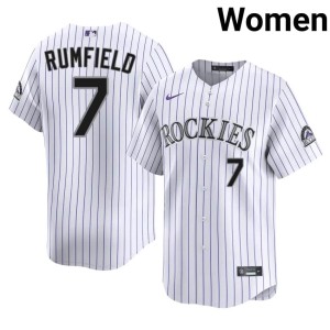 COL Rockies TJ Rumfield #7 Women's White 2026-27 Jersey 483588-332
