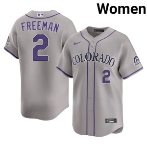 Rockies Gray Tyler Freeman Womens Replica #2 Jersey 864283-547