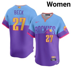 COL Rockies #27 Jordan Beck City Connect Purple/Blue Game Women's Jerseys 519566-483