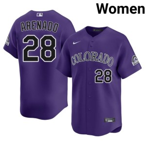 Colorado #28 MLB Nolan Arenado Purple Womens Jersey 892014-538