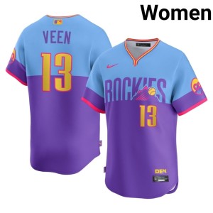 Colorado Rockies Zac Veen #13 Women's 2026 City Connect Purple/Blue Jerseys 806823-744