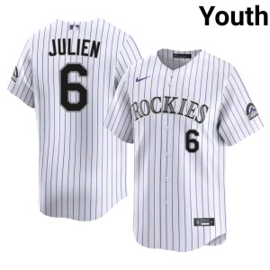 Colorado Rockies White #6 Edouard Julien Game Youth Jerseys 653417-179