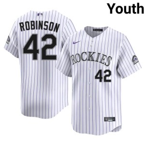 Colorado White Jackie Robinson #42 New Youth Jerseys 147359-587