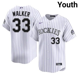 COL Youth Larry Walker Embroidery #33 White Jerseys 266122-292