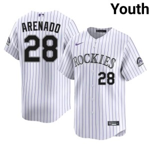 COL Player #28 Nolan Arenado Youth White Jerseys 896658-922