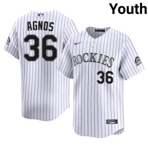 Rox #36 Embroidery White Zach Agnos Youth Jerseys 652396-479