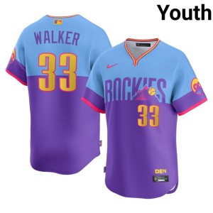 Rox City Connect Purple/Blue #33 Larry Walker Game Youth Jerseys 635422-767