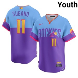 Colorado Rockies Purple/Blue Youth #11 Tomoyuki Sugano City Connect MLB Jerseys 523867-909