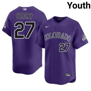 Colorado Rocks Trevor Story #27 Game Youth Purple Jersey 331884-621